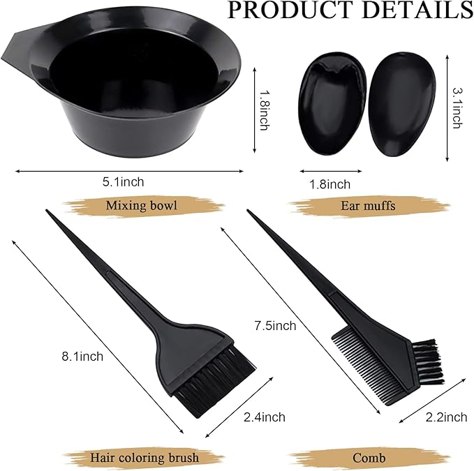 1st Choice Hair Dye Color Brush and Bowl Set, Tint Comb for Hair Tint Dying Coloring Applicator, (2 brushes+Mixing Bowl) …