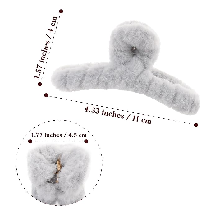 5PCS Large Claw Hair Clips for Thick Hair Big Fuzzy Hair Clips for Women Nonslip Strong Hold Hair Claw Clip (Blue)