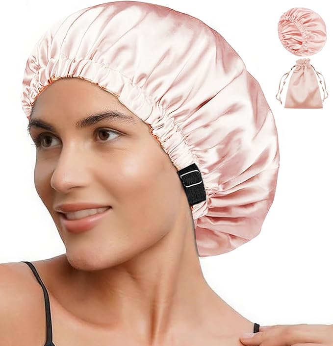 Satin Bonnet 2Pcs Silk Bonnet Hair Bonnets For Sleeping Silky Soft Sleep Cap Womens Night Curly Natural Hair Caps