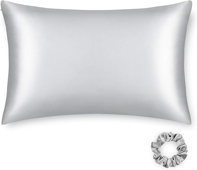 ALASKA BEAR 20 by 54 Silk Pillowcase Couple Womens and Mens Pillow Slip Washable, Body Size(1 Pack, Silver Grey)