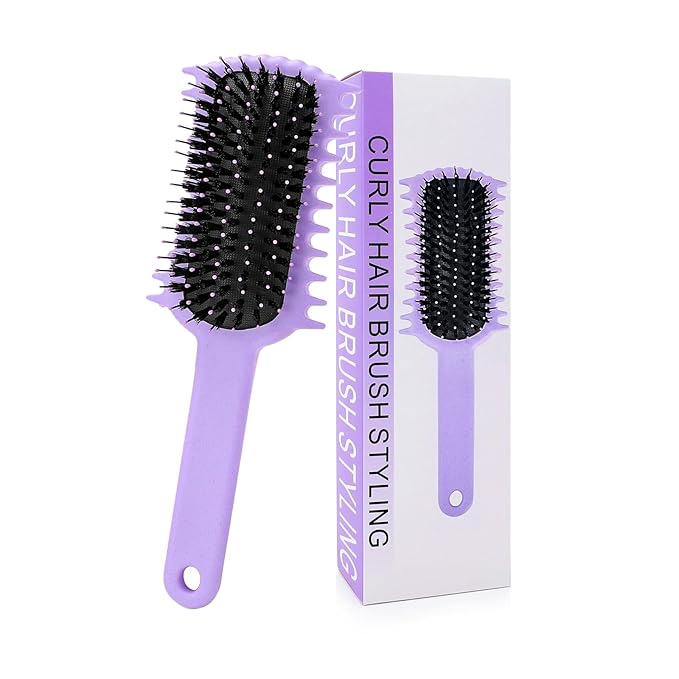 Curly Hair Brush, Volume Curl Defining Brush for Detangling Shaping and Styling Women's Curls, Reduce Pulling (Purple)
