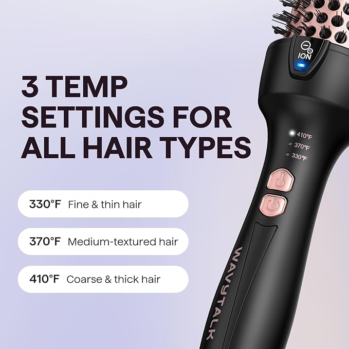 Wavytalk Updated Version Thermal Brush for Blowout Look, Blowout Express 1.5 Inch Ionic Thermal Round Brush Makes Hair Smoother Get Natural Curls, Dual Voltage, Easy to Use