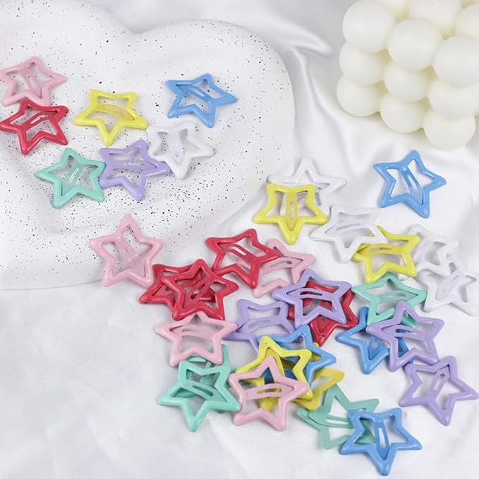 35 Pcs Colorful Star Hair Clips Non-slip Metal Snap Hair Clips and Barrettes for Girls and Women Cute Kawaii Star Hair Accessories Hairpins