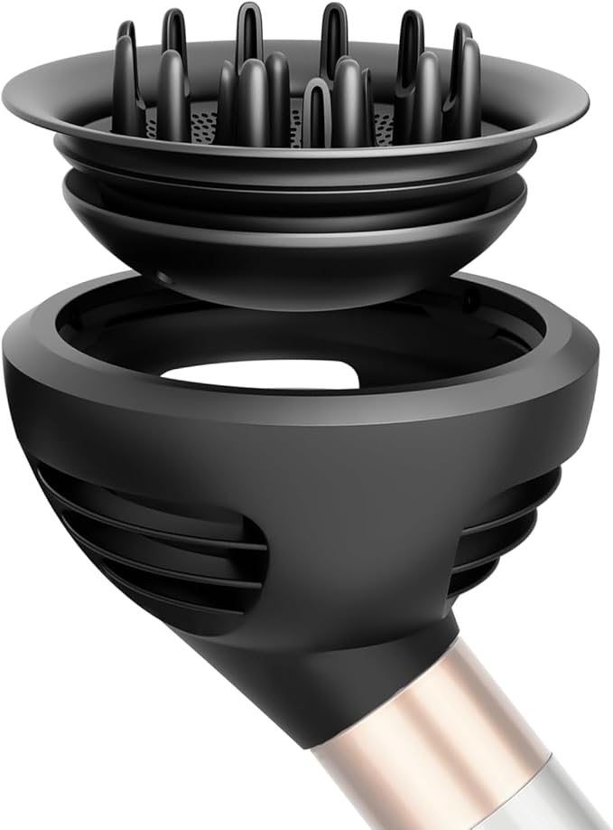 Large Round Volumizing Brush Attachment for Dyson Airwrap Stylers (HS01/HS05) - XL Oval Copper Hair Brush for Bouncy Blowout, Root Lift & Salon Curls (Upgraded Diffuser)