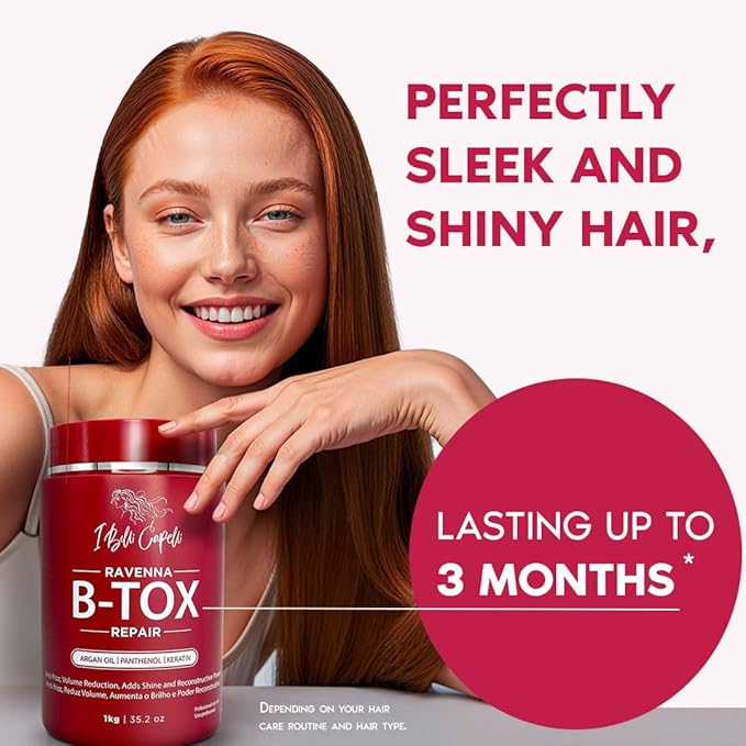 I Belli Capelli Ravenna Repair Hair B-tox -Cirugia Capilar para el Cabello, Formaldehyde-Free- B-tox Capilar Para El Cabello, Long Lasting Anti-Frizz,B-tox Hair Treatment, Pack of 2 (35.2 oz/1kg)