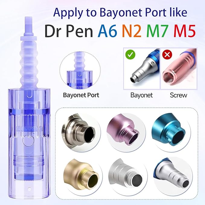 Microneedling Pen Cartridges for Dr Pen A6, Easy-to-Use for Home Use (24 Pin,10PCS)