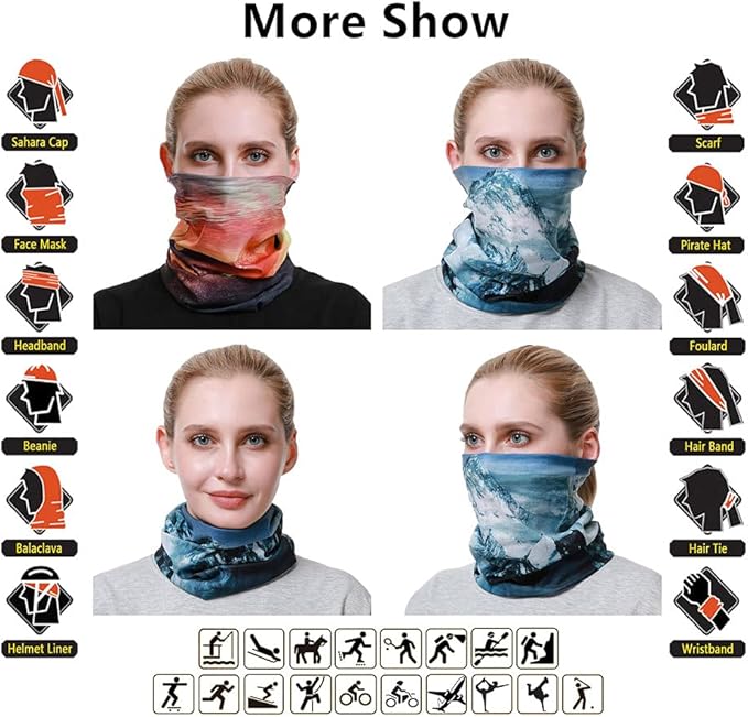 Headband Neck Gaiter Head Wrap Headwear Face Mask Magic Scarf Bandana for Men and Women
