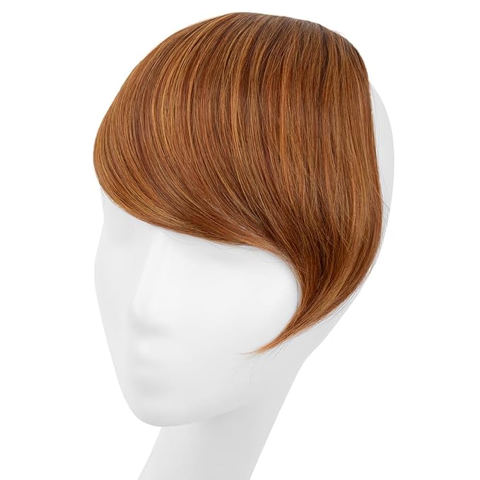 SARLA Clip in Side Bangs Extension Straight Synthetic Fake Bangs One Piece for Women Tizian Red