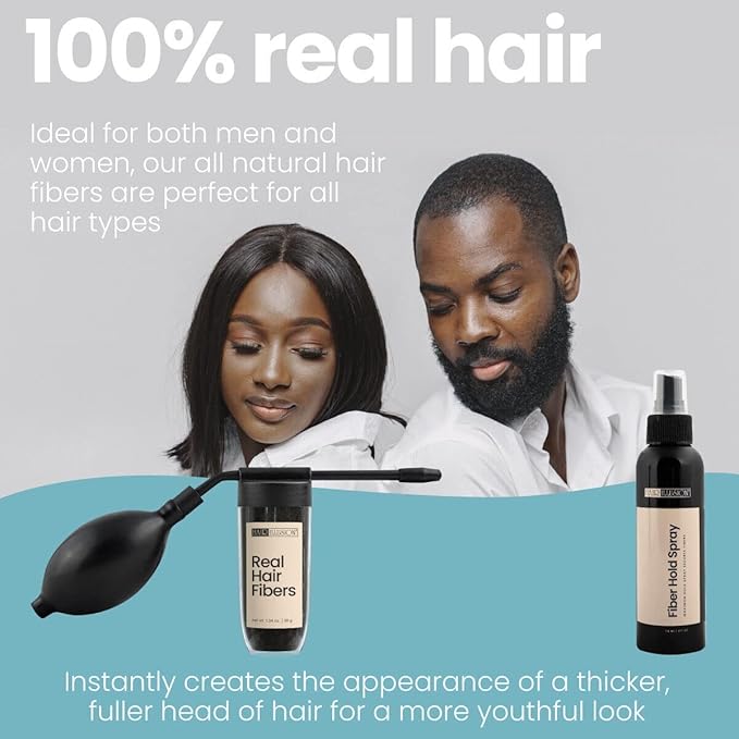 Hair Illusion Combo Kit - Hold Spray, 38g Hair Fiber Bottle, Applicator & Hairline Optimizer (Brown)