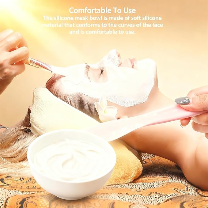 5-Piece Silicone Mixing Bowl Set, 3.3-Inch Microwaveable Silicone Bowls for Facial Masks, Mud Masks, and Other Skin Care Products Facial Bowls for Estheticians. (White)