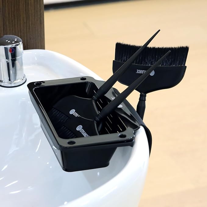 Toning Tub Hair Dye Bowl，Professional Hair Dye Color Mixing Bowl，Suction to Sink & Shampoo Station，For Salon and Home, Black