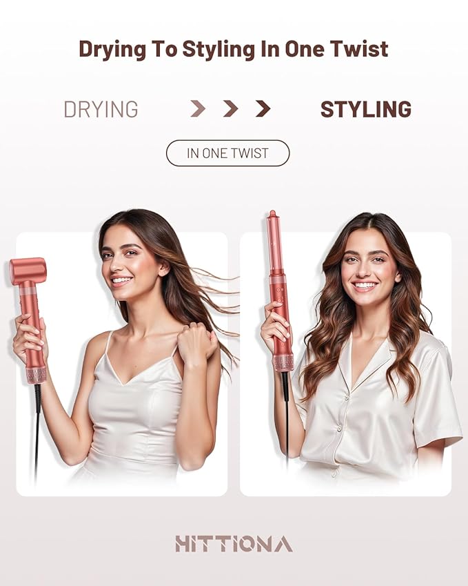 5 in 1 Hot Air Styler & Hair Styler- High-Speed Hair Dryer Brush, Fast Drying Blow Dryer Brush No Heat Damage Multi-Styler Auto Wrap Curlers for Volumizing Curl Straighten Frizz-Free with Travel Bag