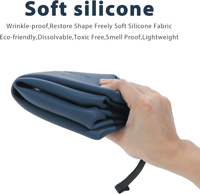 6"x 9.84" 4.5L Large Silicone Toiletry Bag,Waterproof Leakproof Foldable Travel Organizer,Dopp Kit Alternative for Men & Women,Navy Blue