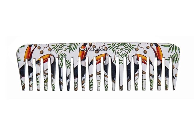 Rock & Ruddle Wide Tooth Comb. Perfect for Detangling Wet Hair and Applying Hair Color. Toucans Design
