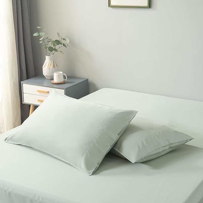 Bella Coterie | Luxury Bamboo Viscose Queen Size Pillowcase Set | 100% Organically Grown | Ultra Soft | Cooling | 2 Pcs [Sea Glass]
