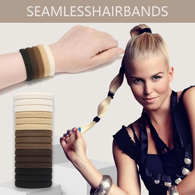 Hair Ties for girls 3 popular styles hair accessories Hair Elastics (15pcs No Damage Hair Ties 50pcs High Elastic Ties 15pcs Ponytail Holders) Pain-free No Crease multiple colors for all hair types