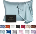 Mulberry Silk Pillowcase for Hair and Skin,Standard Size Cooling Silk Pillow Case with Hidden Zipper,Allergen Proof Dual Sides Soft Breathable Smooth Silk Pillow Cover for Women(King,Aqua Blue)