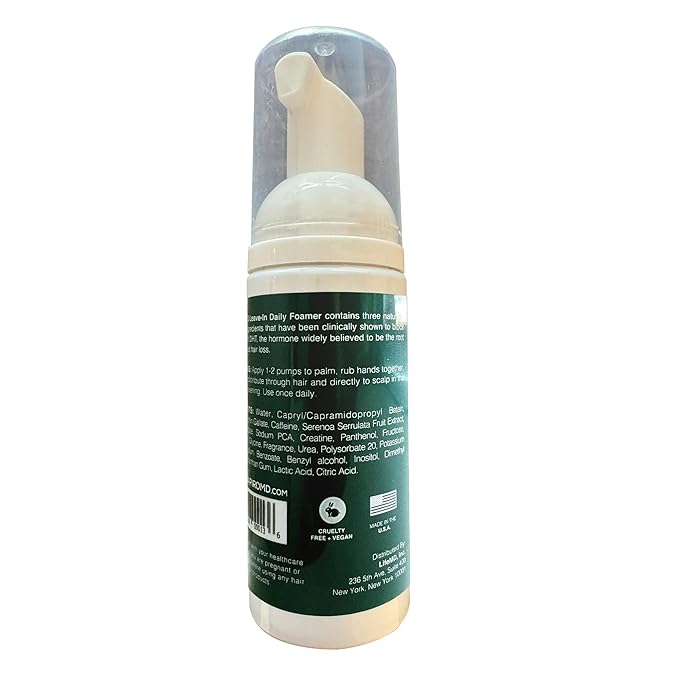 Shapiro MD Hair Growth Experts Hair Loss Leave-In Daily Foam, DHT Fighting Vegan Formula for Thinning Hair Developed by Dermatologists, Experience Healthier, Fuller, 2 Month Supply