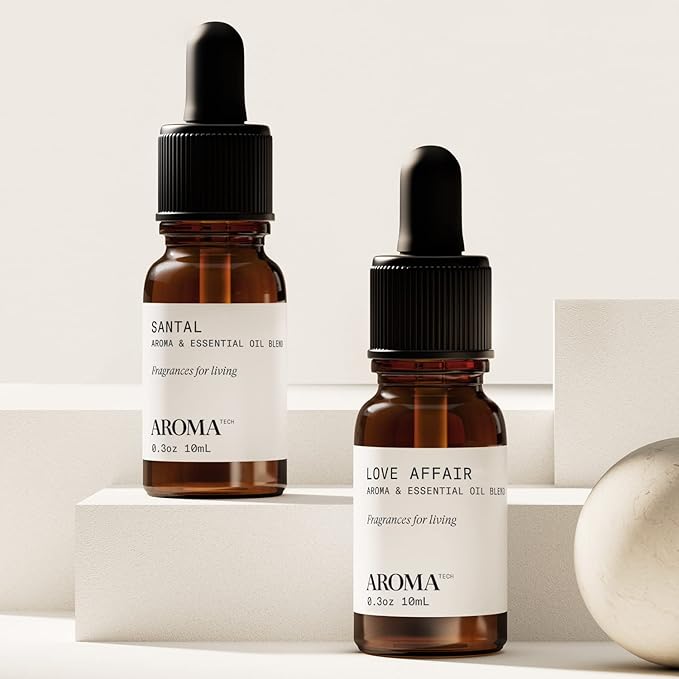 AromaTech Santal & Love Affair Set | Aroma Diffuser Essential Oils Blend of Santal Cardamom, Papyrus, Musk | Love Affair Jasmin, Saffron, Cedar, Ambergris - 10 Milliliter