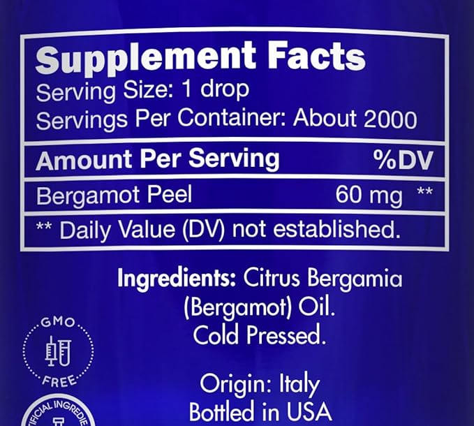 Bergamot Essential Oil, Food Grade, for Tea – 100% Pure, Bergamot Oil, by Zongle Therapeutics, 4 OZ