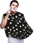 Non-Stick Beard Bib for Shaving, Daisy Flower Floral Polka Dot Shave Bib, Waterproof Hair Catcher with Suction Cups, Grooming Apron Men Husband