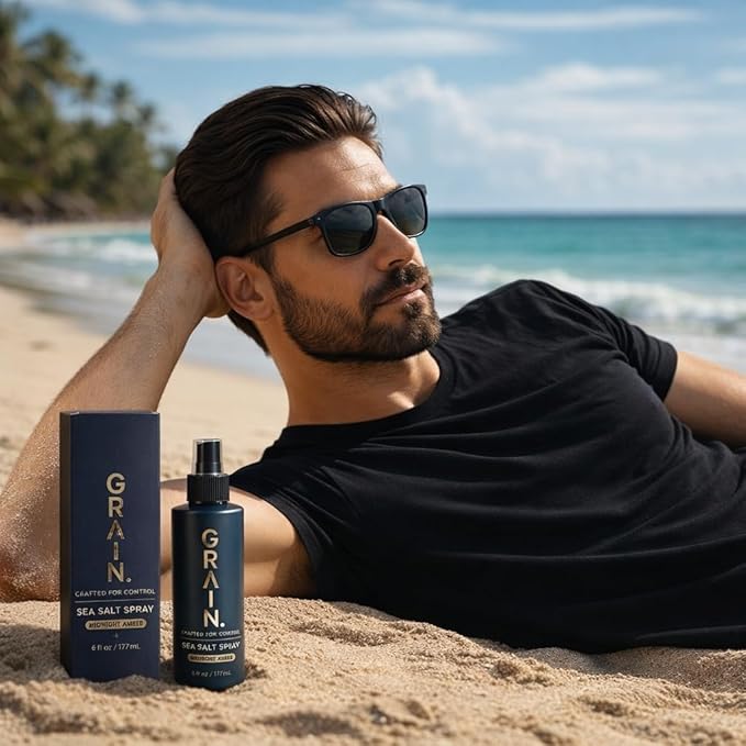 Grain Sea Salt Spray for Men | Texturizing and Volumizing Sea Salt Spray for Hair | Lightweight Volume Mist | Natural Texture | Flexible Hold | Unique Product Formula For all Hair Types | 6floz/177mL