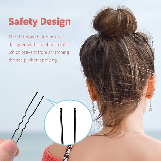 U Shaped IKOCO 2.4 inch Hair Pins for Women's Ballet Buns with Storage Box