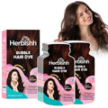 Herbishh Bubble Foam Hair Dye Shampoo, 3 in 1 Dye for 100% Grey Coverage, Permanent Hair Coloring for Men & Women, Long-lasting & Travel-friendly, Ammonia-free, 10 Sachet x 24 ml (Dark Brown)