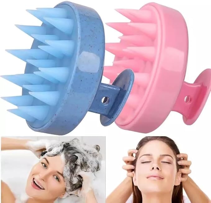 Silicone Scalp Massager for Hair Growth – Shampoo Brush for Shower, Dandruff & Dry Scalp Relief – Soft Silicone Hair Scrubber Pink