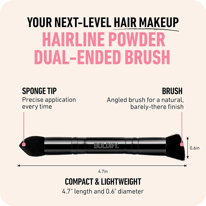 BOLDIFY Dual-Ended Hairline Powder Brush - Precision Makeup Brush Set with Sponge Tip for Seamless Blending - Ideal as a Concealer Brush, Hair Contour Brush, and Root Touch Up