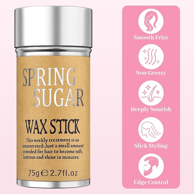 4 Packs Set Hair Wax Stick Slick Back Hair Edge Brush Pink Comb Wax Stick for Hair Flyaways, Styling Products Essentials Stuff for Women, Kids and Clean Girl