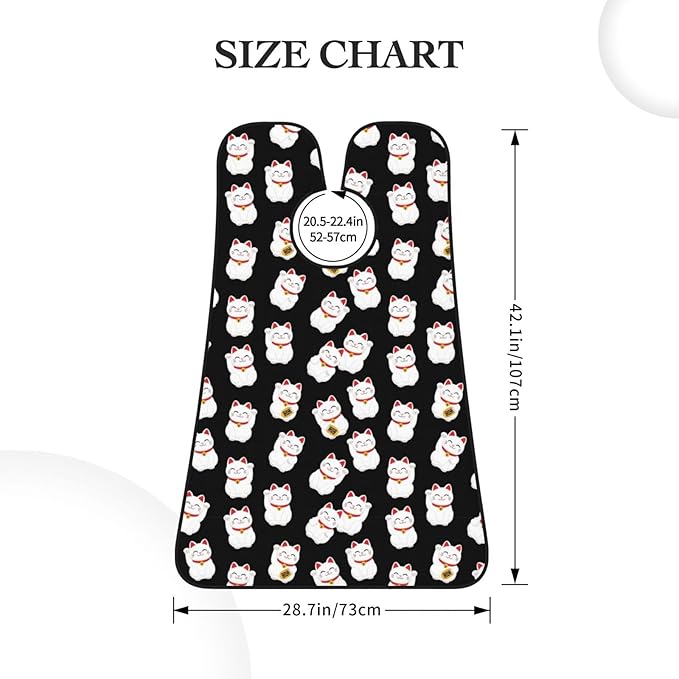 Stretchable Beard Cape, Non-Stick Hair Catcher for Trimming, Waterproof Grooming Apron, Cute Kitten Cats Lucky Cat Black
