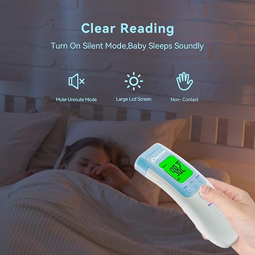 Berrcom Forehead Thermometer for Adults and Kids, Non-Contact Infrared Digital Thermometers for Fever, Room, and Object, Touchless Temperature Gun with Fever Alert