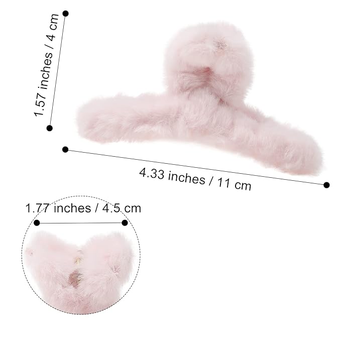 5PCS Large Claw Hair Clips for Thick Hair Big Fuzzy Hair Clips for Women Nonslip Strong Hold Hair Claw Clip (Plush (Blue+Grey+Pink+Purple+Beige))