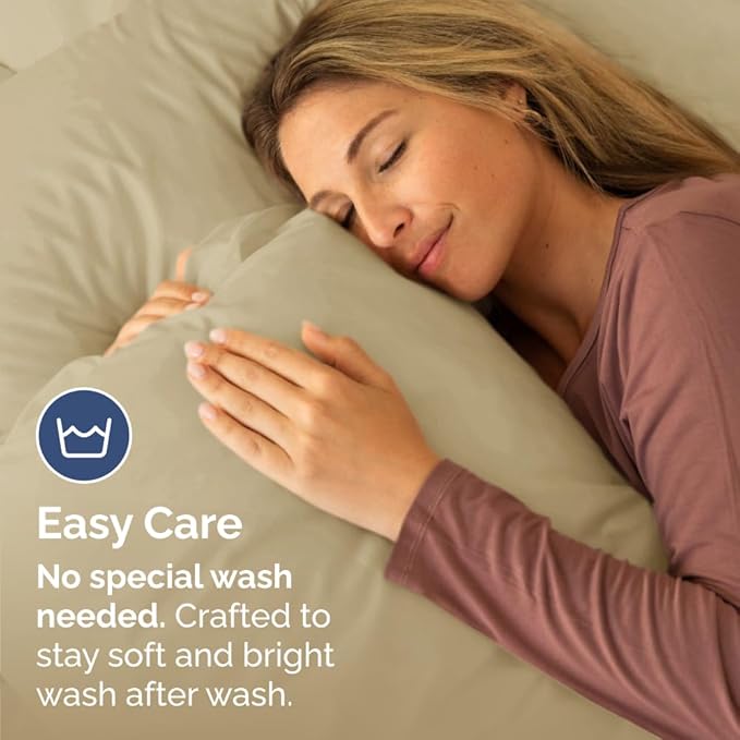 King Pillow Cases Set of 2 - Ultra Soft Hotel Quality Pillowcase Covers - Comfy, Cozy & Wrinkle Free - Shrinkage, Stain and Fade Resistant - Machine Washable Pillow Protectors - 2 Piece Set - Beige