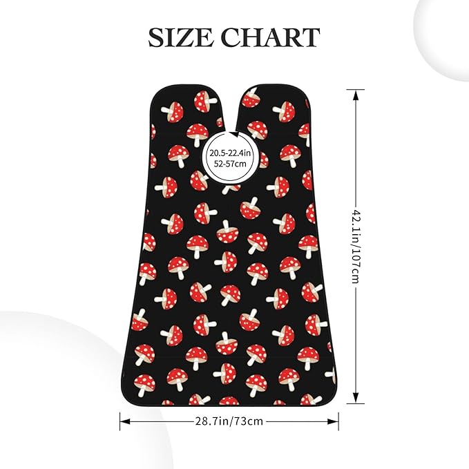 Ultimate Shaving Bib, Beard Trimming Apron with Hair Catcher, Cute Cartoon Red Mushrooms