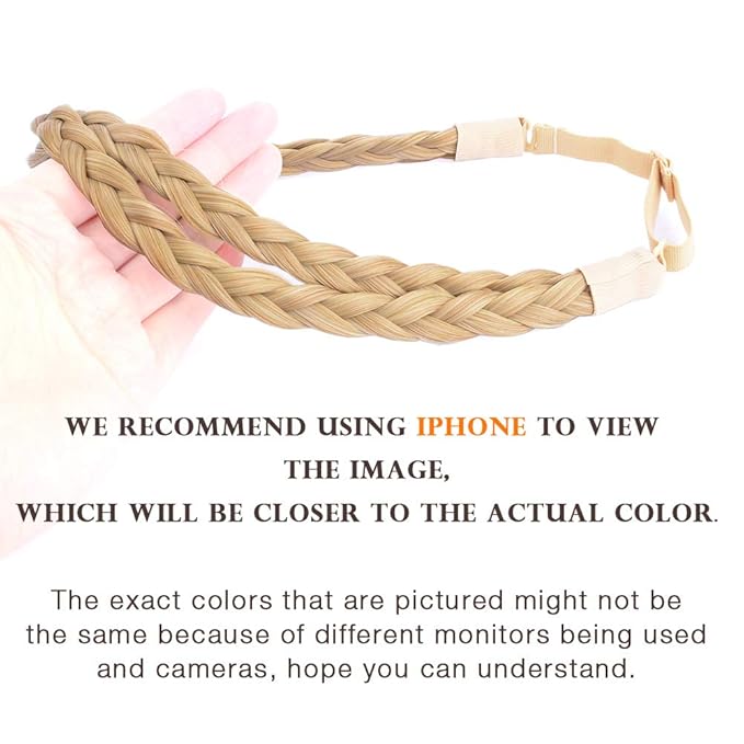 DIGUAN Double Three Strand Synthetic Hair Braided Headband Hairpiece Extension Women Girl Beauty accessory (Honey Blonde)