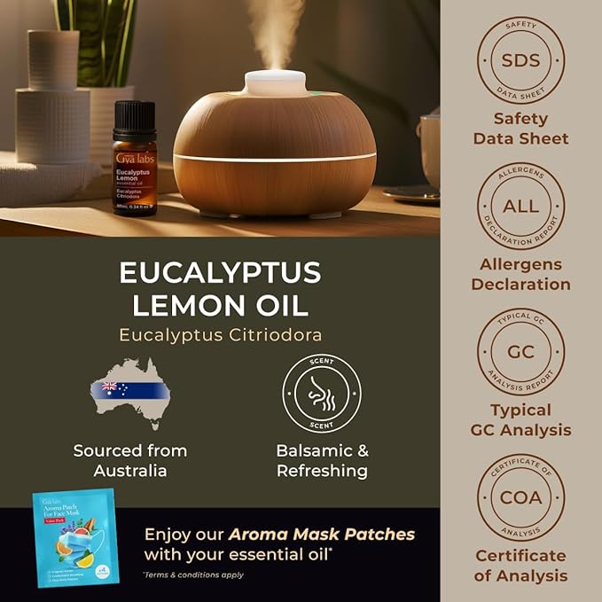 Gya Labs Eucalyptus Lemon Essential Oil - 0.34 Fl Oz - for Hair, Skin, Diffuser, Aromatherapy & DIY Candle Making Scent