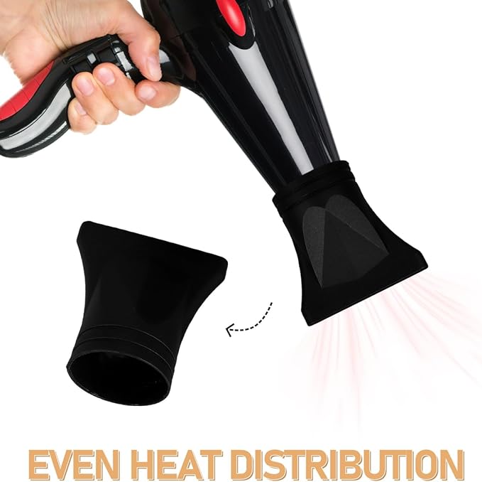 Universal Hair Dryer Nozzle Set 3 Pieces Including Concentrator Nozzle Diffuser Attachment and Styling Comb for Home and Travel Hair Styling 5.12X5.12X3.54 Inches