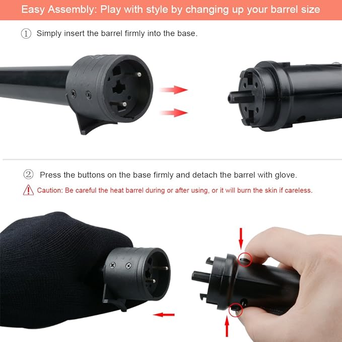 3 in 1 Curling Iron, Curler Wand Set with 3 Interchangeable Ceramic Curling Barrel(0.35”-1.25”), Instant Heat Up, Dual Voltage Hair Curler Beach Waves, Include Glove