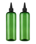 Squeeze Bottles for Hair - 16 Ounce Applicator 2 Pack, Green PET Plastic Refillable With Twist Top Cap for Hair Dye and Oil