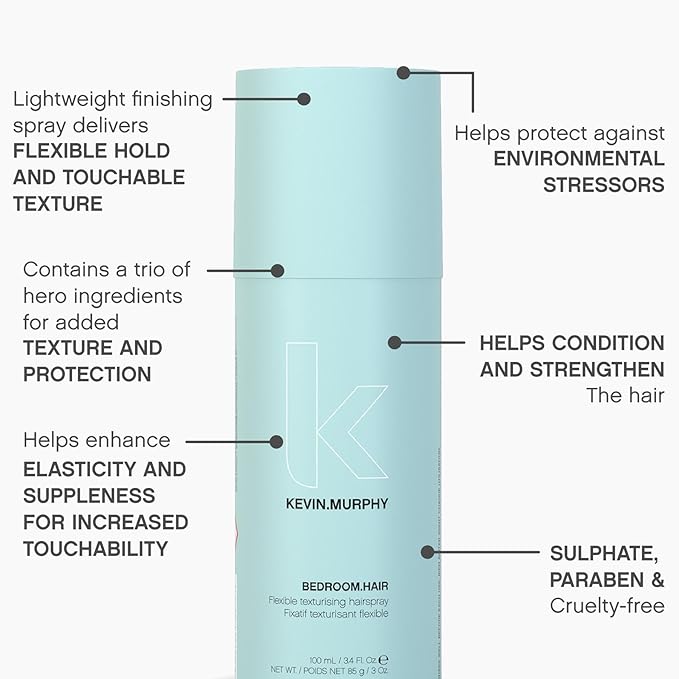 KEVIN.MURPHY BEDROOM.HAIR - Flexible Texturising Hair Spray - For All Hair Types - Hair Care for Effortless Bedroom Hair - With Ginger Root Extract - 100 mL / 3.4 fl oz