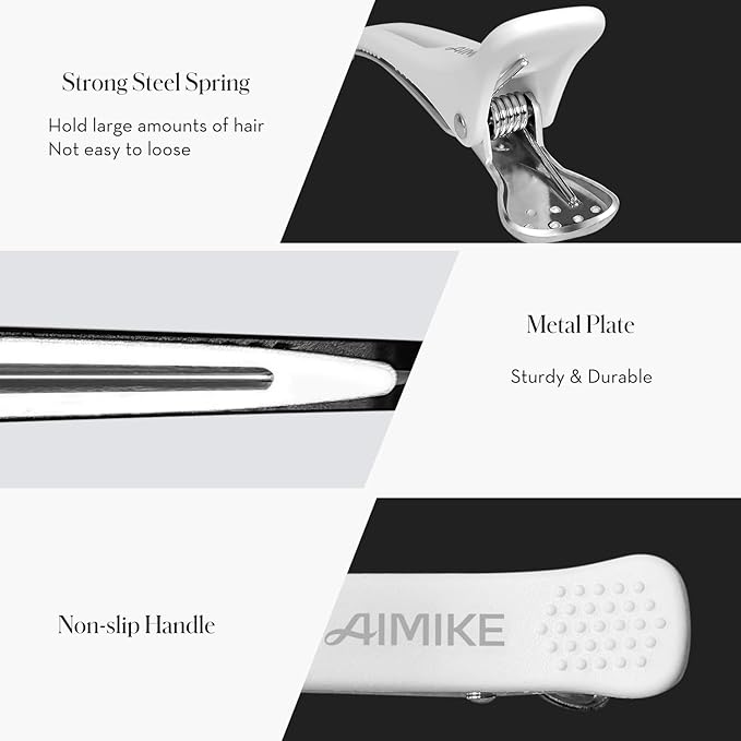 AIMIKE Hair Clips for Styling and Sectioning - 6 Pack Non-Slip Clips with Silicone Band, No-Trace Design for Thick and Thin Hair