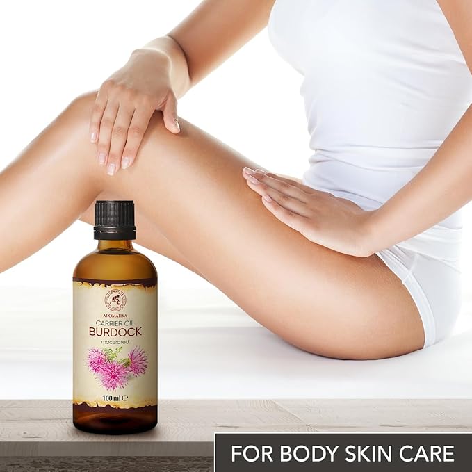 Burdock Root Oil 3.4 FL Oz - 100% Pure & Natural - Arctium Lappa for Hair & Scalp - Good benefits for Skin - Hair - Face - Body care - Glass Bottle - Oils Burdock