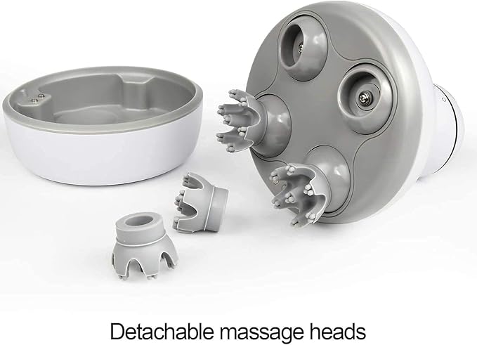 cotsoco Electric Scalp Head & Back Massager, Cordless Hair Massage Waterproof Head Massager with 4 Heads 84 Nodes for Hair Growth, Stress Relief & Deep Clean, Gifts for Mom, White