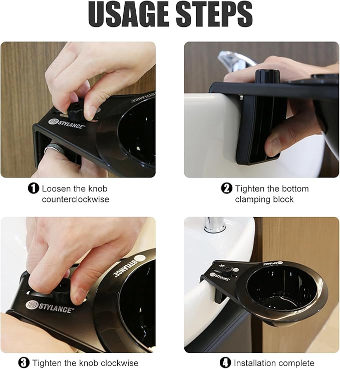 Toning Tub Hair Dye Bowl, Professional Clipable Hair Color Mixing Bowl For Hairstylist, Salon Shampoo Bowl (Black, 9.4x6.1in)