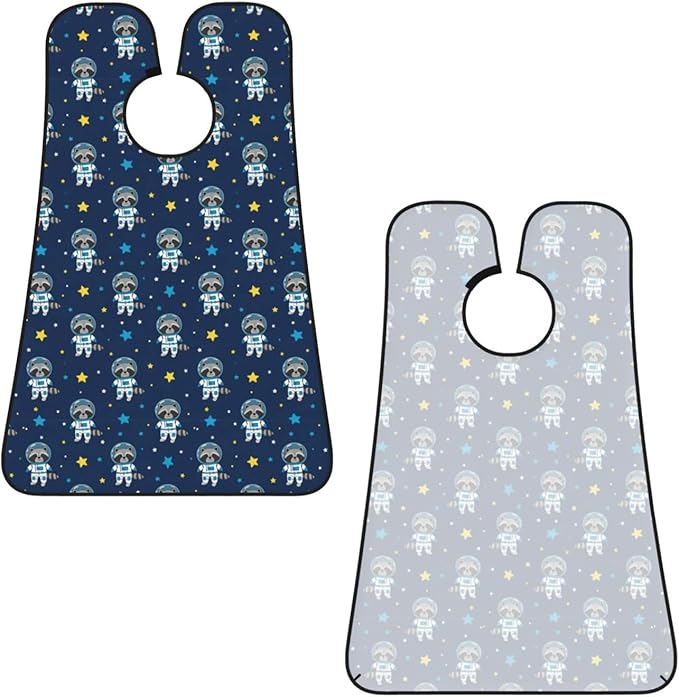Beard Apron Hair Catcher, Funny Cartoon Space Raccoon Astronaut Shave Bib, Waterproof Non-Stick Shaving Bib, Trimming Grooming Tool for Dad Men Anniversary