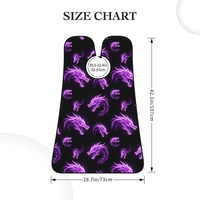 Beard Hair Catcher Bib, Waterproof Non-Stick Grooming Apron for Shaving Trimming, Perfect for Men Dad, Purple Fire Dragon Shave Bib
