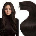 LaaVoo Human Hair Tape in Extensions Brown Hair Extensions Real Human Hair Tape in Dark Brown Invisible 12 Inch 30g 20pcs