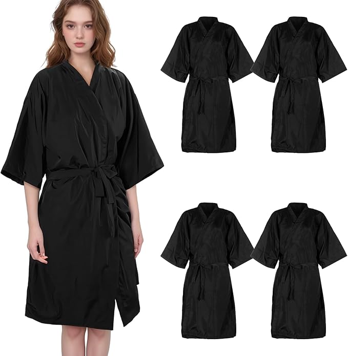 Homaisson 4 Pcs Black Haircutting Cape, Hair Capes for Salon Women, Polyester Salon Capes for Clients for Adults with Adjustable Waist